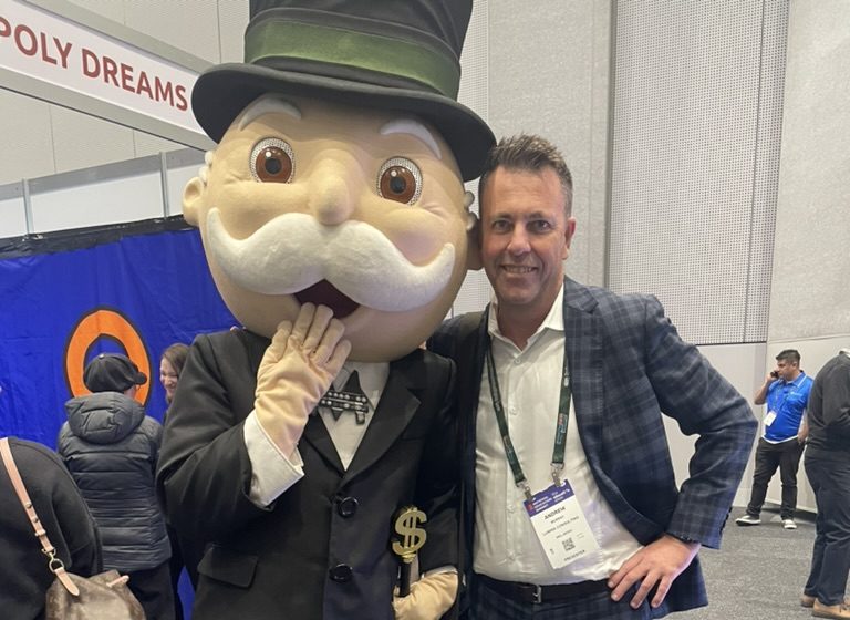 Andrew Murray with the Monopoly Man